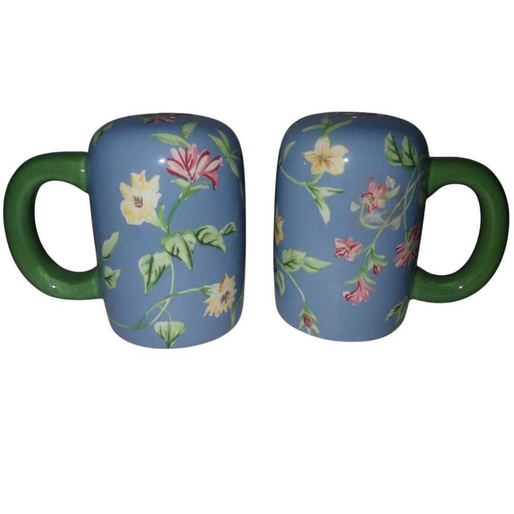 Waverly Masterpiece  Salt & Pepper‎ Shakers Stove Top NEW Blue Floral Large